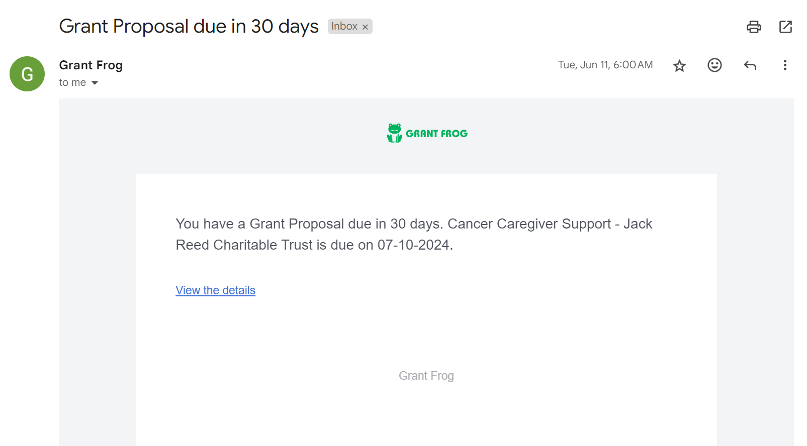 grantproposal_30days_gmail email of grant proposal due in 30 days